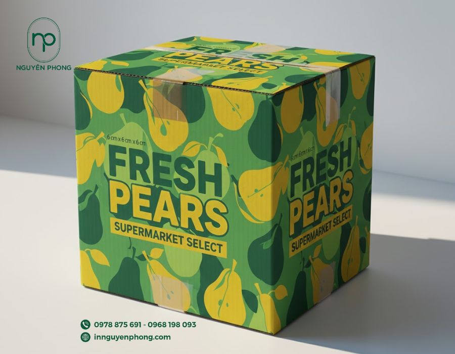 in thùng carton đựng lê